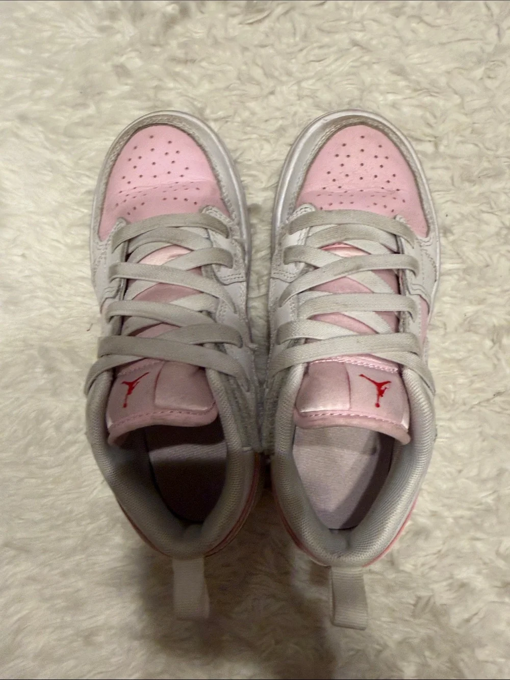 Kids Pink and White Jordan Sneakers